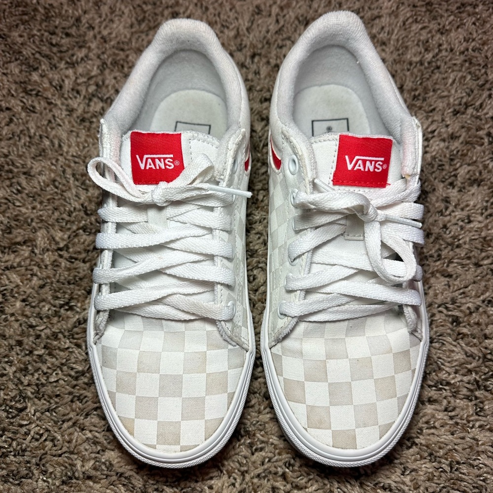 Vans Seldan Checkerboard Women’s Size 7 Shoes White Gray Red 500714 Sneakers - Picture 6 of 10